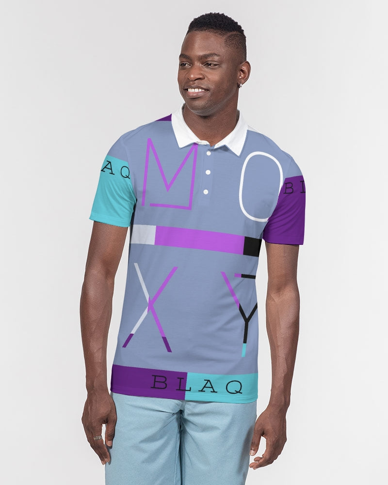 MOXYBLAQ purple rain Men's Slim Fit Short Sleeve Polo